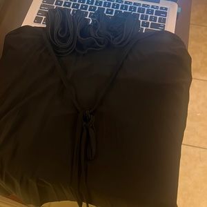 Black open back blouse sheer